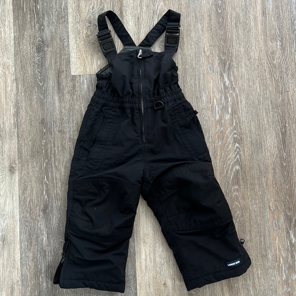 2T Lands End kids black snow winter ski / snowboard bibs